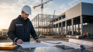 Read more about the article Budowa hali produkcyjno-magazynowej krok po&nbsp;kroku – przewodnik inwestora